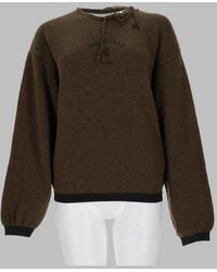MM6 by Maison Margiela - Distressed Logo Knit Sweater - Lyst