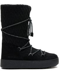 Moon Boot - Schnürstiefel Mit Gestricktem Obermaterial - Lyst