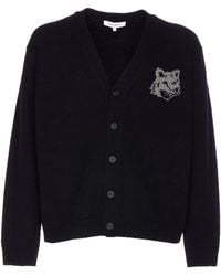 Maison Kitsuné - Fox Head Intarsia Merino Cardigan - Lyst