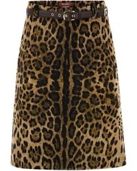 Max Mara - Mstfalange – Leopard-Print Midi Skirt With Belt - Lyst