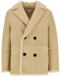 Bottega Veneta - Cream Shearling Coat - Lyst