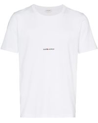 Saint Laurent - Maglietta Di Cotone Di Logo - Lyst
