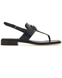 Ferragamo - Gancini Leather Thong Sandals - Lyst