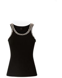 Pinko - Ribbed Top With Bejewelled Embellishment - Lyst