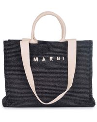 Marni - Borsa Per La Spesa Fatta Di Rafia Nera - Lyst
