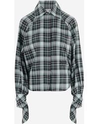 Patou - Cotton Check Blouse With Tied Sleeves Shirt - Lyst