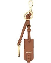 Prada - Caramel Leather Key Ring - Lyst