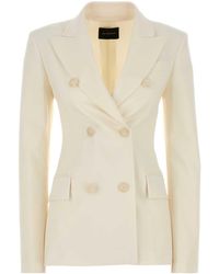 ANDAMANE - Ivory Stretch Gabardine Blazer - Lyst