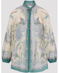 Zimmermann - Cream Scarf Floral Indra Billow Blouse - Lyst