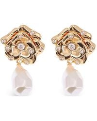Self-Portrait - Flower Pearl Drop Earrings - Lyst