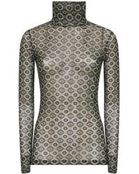 Dries Van Noten - Droogt Van Noten Mesh Top Met Groene Mini -stropdasafdruk - Lyst