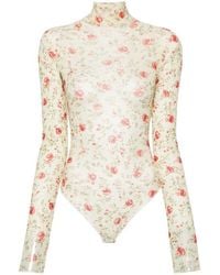 Prada - Bodysuit Met Bloemenmesh - Lyst