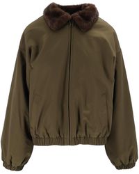 ELEH - Cropped Boxy Fur Collar Military Jacket - Lyst