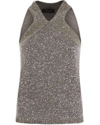 Fabiana Filippi - Baumwollknit -Tanktop mit Pailletten - Lyst