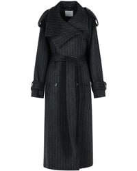 Sportmax - 'Arold' Nadelstreifen -Trenchcoat in reiner Anthrazitwolle - Lyst