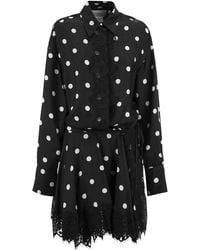 Sportmax - Spxbosso Silk Shirt Dress With Lace Inserts - Lyst