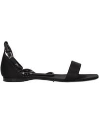 Max Mara - Black Satin Flat Sandals - Lyst