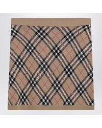 Burberry - And Mohair Blend Check Mini Skirt - Lyst