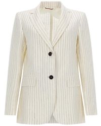 Max Mara - Linen Pinstripe Blazer - Lyst