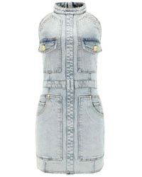 Balmain - Chic Denim Mini Dress - Lyst