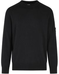 C.P. Company - Cp Company Zwarte Wolmix Trui - Lyst