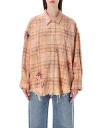R13 - Shredded Seam Drop Neck Shirt - Lyst