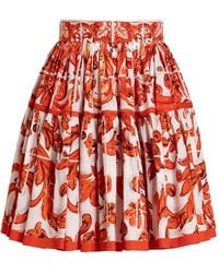 Dolce & Gabbana - Maiolica Print Cotton Skirt - Lyst