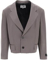 MM6 by Maison Martin Margiela - Cropped Blazer With Cut-Off Hem - Lyst