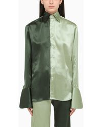 Woera - Green Silk Colour Block Shirt - Lyst