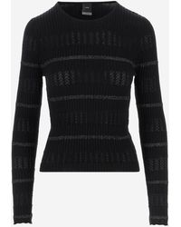 Pinko - Pullover Di Cotone E Seta Di Rosa E Seta - Lyst