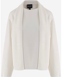 Giorgio Armani - Wool Sweater With Draped Collar And Straight Hem - Lyst