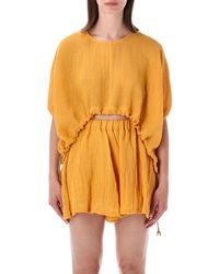 120% Lino - Cropped Linen Blouse - Lyst