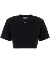 Off-White c/o Virgil Abloh - Off Stamp Rib Cropped Tee - Lyst