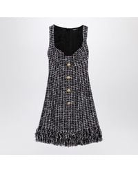 Balmain - Tweed Mini Dress With Buttons - Lyst