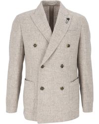 Lardini - Textured Double-Breasted Wool Jacket With Tailored Fit - Lyst