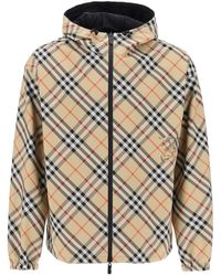 Burberry - Reversible Check Hooded Jacket With - Lyst