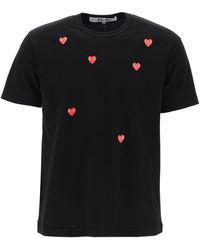 COMME DES GARÇONS PLAY - "Round Neck T Shirt With Heart Pattern - Lyst