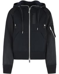 Sacai - Drawstring Hooded Cotton-Blend Zip Sweatshirt - Lyst