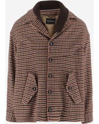 Emporio Armani - Wool Blend Coat With Ribbed Collar - Lyst