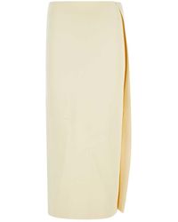 Jil Sander - White Viscose Midi Skirt - Lyst