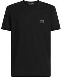 Dolce & Gabbana - Cotton T Shirt With Logo Plaque - Lyst