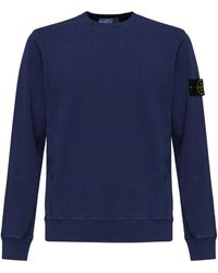 Stone Island - Baumwoll-Sweatshirt Mit Blauer Flammen-Effekt - Lyst