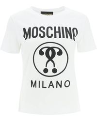 Moschino Double Question Mark Print T-Shirt Weiße Baumwolle