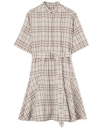 Burberry - Linen Blend Short Dress - Lyst