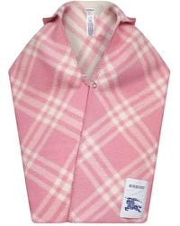 Burberry - Check Wool Hooded Scarf - Lyst