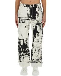 McQueen - Regular Fit Workwear Jeans With Fold Print - Lyst