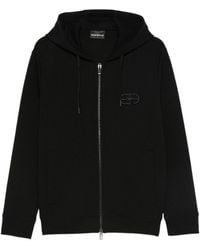 Emporio Armani - Logo-Embroidered Hoodie - Lyst