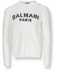Balmain - Cotton Logo Sweater - Lyst