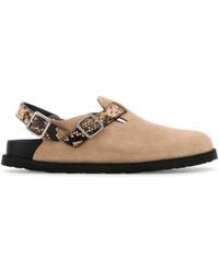 Birkenstock - Printed Leather Tokio Ii Slippers - Lyst