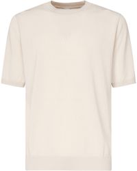 Eleventy - Gestricktes T-Shirt Mit Geripptem Kragen - Lyst